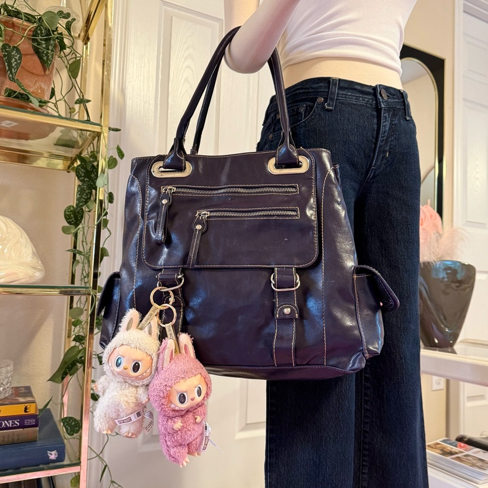 ❌SOLD❌ Vintage Plum Faux Leather Shoulder Bag